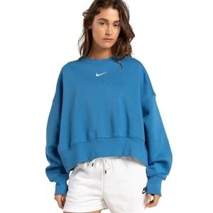 Nike Sweatshirt Womens XS Blue Crewneck Phoenix Fleece Oversized
